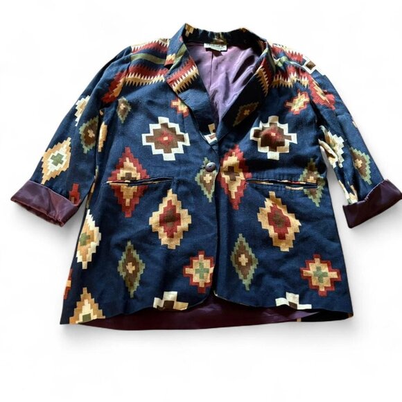 Vintage Southwestern Aztec Blazer |Fall Statement Jacket - Picture 1 of 7